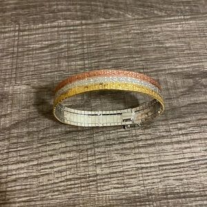 MILOR ITALIAN TRI COLOR GOLD PLATED 925 STERLING SILVER BRACELET.